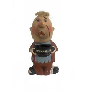 Vintage 1960's Hobo Retirement Ceramic Coin Bank Chalkware Dabs Japan 7"